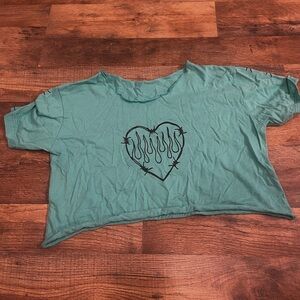 Teal Heart Graphic Women's Top